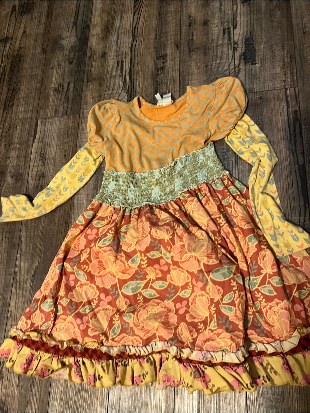 Matilda Jane Orange and Yellow Floral Tiered Dress